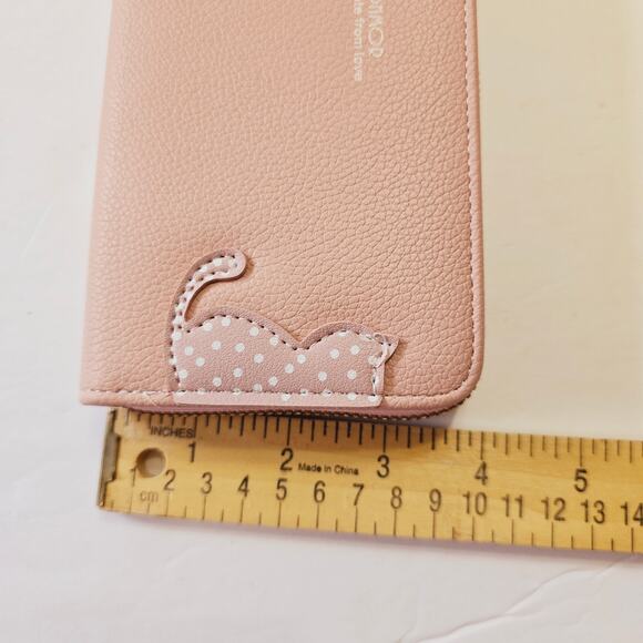 NWOT Fonmor Pink Cat Leather Wallet with Zipper - Picture 6 of 7